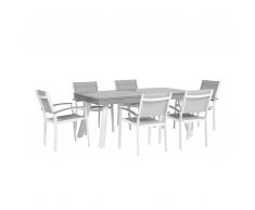 Set di un tavolo e 6 sedie da giardino in colore grigio PERETA