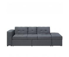 Divano letto grigio scuro con cassetti e ottomano contenitore FALSTER