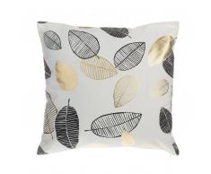 Cuscino decorativo a foglie 45 x 45 cm nero/oro