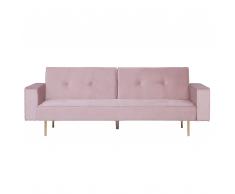 Divano letto tessuto in velluto rosa VISNES