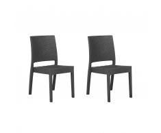 Sedia da giardino in rattan-grigio grafite set di 2 pz FOSSANO