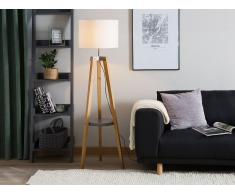 Lampada da terra a treppiede bianco e legno chiaro BLUFF
