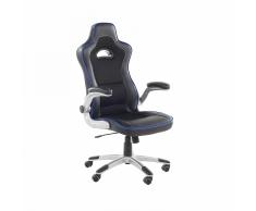 Sedia da ufficio in ecopelle nera e blu MASTER