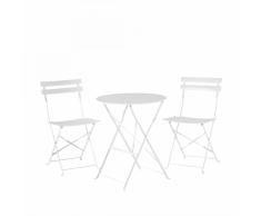 Set di 2 sedie e tavolino da caffè in alluminio bianco FIORI