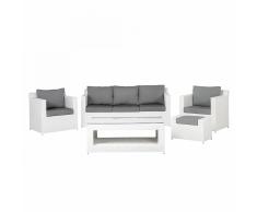 Set da giardino in rattan bianco ROMA