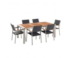 Set 6 posti da giardino piano in mogano sedie rattan GROSSETO