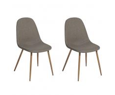 Set di 2 sedie da pranzo in legno e tessuto grigio marrone BRUCE