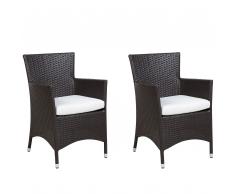 Set di 2 sedie da giardino in simil rattan in color marrone ITALY