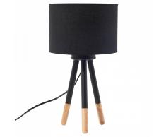 Lampada da tavolo moderna a forma di treppiede in legno nero - TOBOL