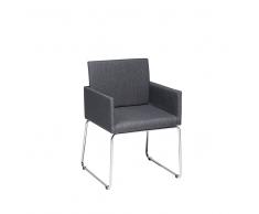 Sedia moderna da pranzo in legno e tessuto grigio scuro - GOMEZ