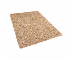 Tappeto shaggy in pelle beige - 80x150 - MUT