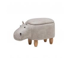 Pouf in tessuto similpelle grigio chiaro HIPPO