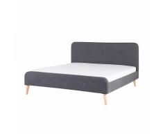 Letto matrimoniale moderno in tessuto grigio 180x200cm RENNES
