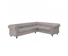 Divano angolare vintage in tessuto beige versione sinistra CHESTERFIELD