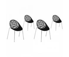 Set di 4 sedie da pranzo in metallo e plastica nera MUMFORD