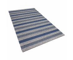 Tappeto rettangolare in lana - blu e grigio - Tappeto moderno di design - 140x200cm - PATNOS