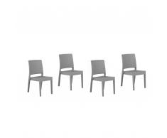 Sedia da giardino in rattan-grigio chiaro set di 4 pz FOSSANO