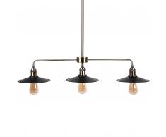 Lampadario triplo in metallo nero design industriale MONTONE