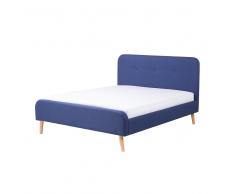Letto matrimoniale moderno in tessuto blu 140x200cm RENNES