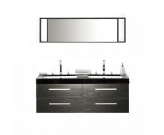 Arredamento bagno di 2 lavabi con armadietti e 1 specchio color nero - MALAGA