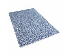 Tappeto moderno in cotone azzurro realizzato a mano - 80x150cm - AKSARAY
