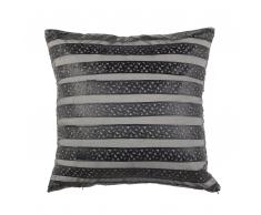 Cuscino decorativo in similpelle a righe 45 x 45 cm nero