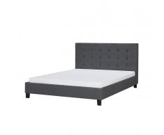 Letto matrimoniale moderno in tessuto grigio scuro 160x200 cm LA ROCHELLE