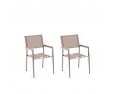 Set da giardino 2 sedie in acciaio inox beige GROSSETO