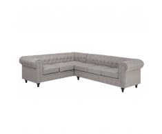 Divano angolare vintage in tessuto beige versione destra CHESTERFIELD
