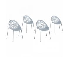 Set da 4 sedia da pranzo in metallo e plastica grigia - MUMFORD