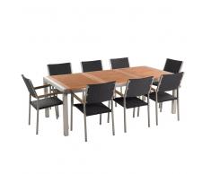 Set 8 posti da giardino piano in mogano sedie rattan GROSSETO