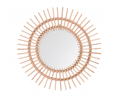 Specchio da muro in rattan color beige ø 76 cm STENEN