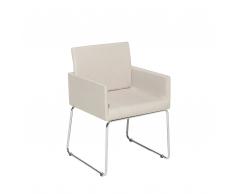 Sedia moderna da pranzo in legno e tessuto beige - GOMEZ