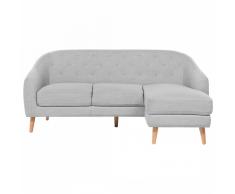 Divano angolare moderno rivestito in tessuto grigio chiaro IVALO