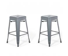 Set di 2 sgabelli da bar in metallo in color grigio 60 cm CABRILLO