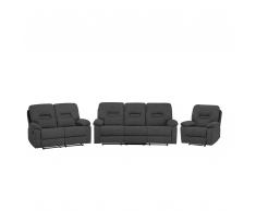 Set da soggiorno a 6 posti in tessuto grigio scuro BERGEN