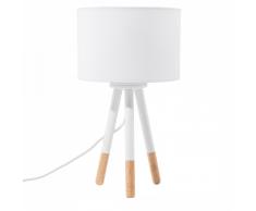 Lampada da tavolo moderna a forma di treppiede in legno bianca - TOBOL