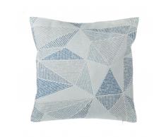 Cuscino decorativo motivo geometrico 45 x 45 cm azzurro/grigio