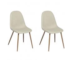 Set di 2 sedie da pranzo in legno e tessuto beige BRUCE
