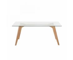 Tavolo da pranzo in legno di quercia e piano in vetro 180x90cm HUDSON