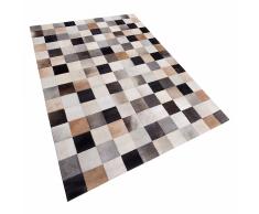 Tappeto rettangolare in pelle marrone-beige-grigia - 160x230cm - SOKE