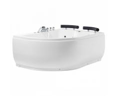 Vasca da bagno angolare bianca con idromassaggio e LED - Versione sinistra - PARADISO