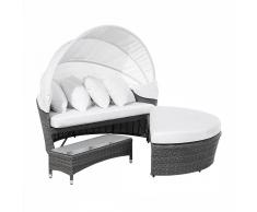 Divano coperto da giardino in rattan grigio SYLT LUX