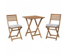 Set da giardino in legno marrone cuscini beige zigzag FIJI
