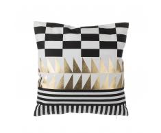 Cuscino decorativo in cotone motivo geometrico 45 x 45 cm nero/oro