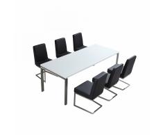 Set di tavolo e sedie da pranzo - Tavolo 220cm con 6 sedie - ARCTIC II