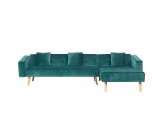 Divano letto angolare in velluto sinistro verde VADSO