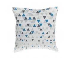 Cuscino decorativo a triangoli 45 x 45 cm blu/grigio