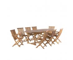 Set da giardino in legno - Tavolo ovale estensibile e 8 sedie - JAVA
