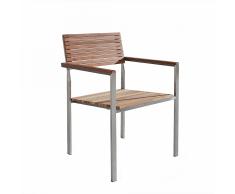 Sedia da giardino in acciaio e legno di teak VIAREGGIO